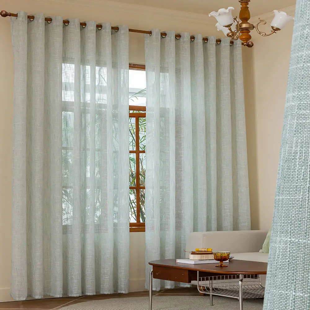 Japanese Linen Sheer Curtains for Living Room and Bedroom, Light-Filtering Privacy, Zen Style Functional Drapes