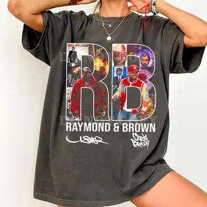 Gildan Raymond & Brown Collage T-Shirt Usher, C.Brown Tribute Graphic Tee