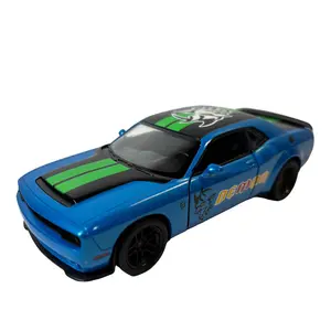 KINSMART 1:40 Scale 2023 Dodge Challenger SRT Demon 170 Blue Die Cast Model Car with Openable Doors & Pull Back Action Officially Licensed Product