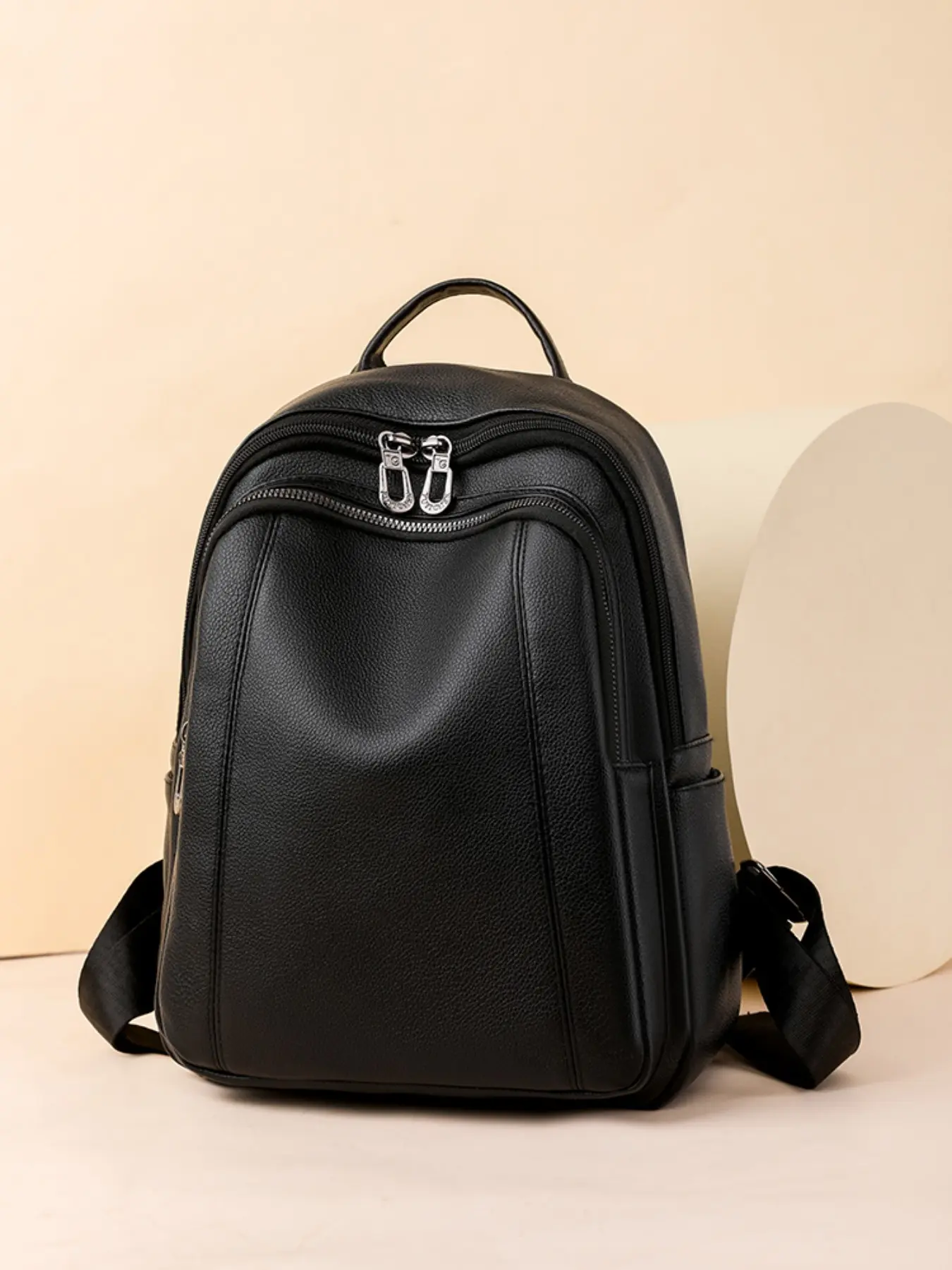 Women's Soft Leather Backpack, Fashionable Simple Casual Commuter Large Capacity Bag, College Student Laptop Bag, Trendy Mid-Aged Shoulder Bag, Versatile Backpack
