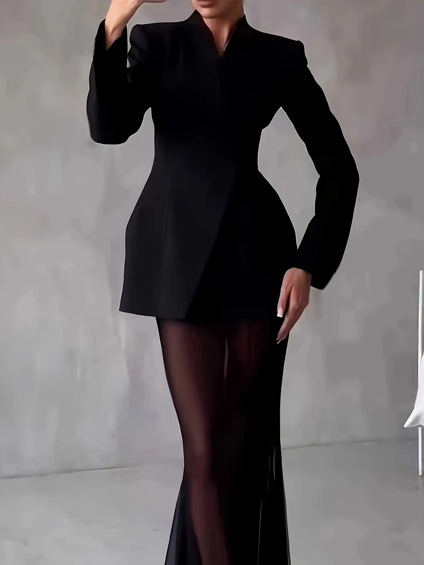 Women's Slim-Fit Asymmetrical Waist Long Sleeve Jacket, Elegant Business Style Blazer Coat, Perfect for Office & Casual Wear Suits