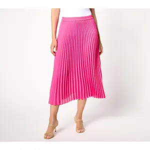 QVC Women's Regular-Fit Woven Pleated Pull-On Skirt