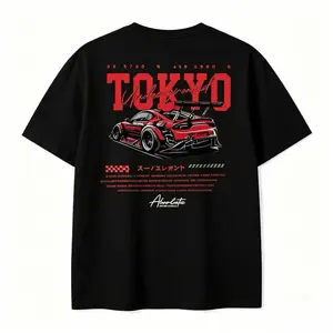 "Tokyo Underground" JDM Supra Back Print Graphic T-Shirt |Vintage JDM "Tokyo Underground" Red Sports Car Casual Graphic Shirt