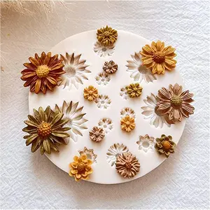 Small Flower Polymer Clay Molds - 13 Cavity Miniature Clay Molds for Jewelry Making, Cake Decoration & Earrings