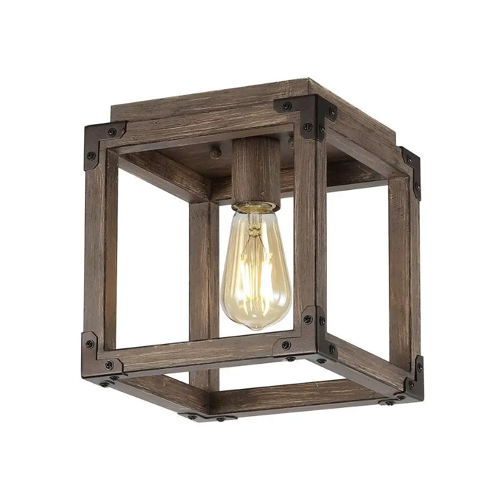 JONATHAN Y Magnolia Iron Rustic Farmhouse LED Flush Mount Indoor Lighting Ceiling Light, Ideal for Living Room, Bedroom, Ceiling Lights