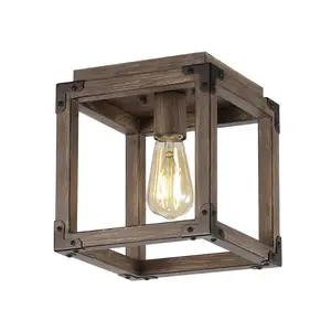 JONATHAN Y Magnolia Iron Rustic Farmhouse LED Flush Mount; for Living Room, Bedroom, Kitchen, Office