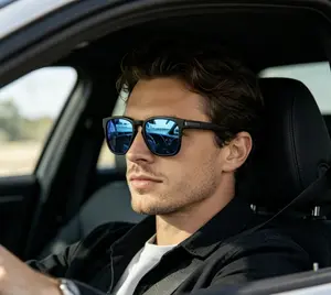 Polarized UV400 sunglasses (black/orange mirror), square anti-glare design for outdoor sports, lightweight black frame, polarized lenses with UV protection, mirrored lens sunglasses for men and women, all-weather polarized sunglasses for driving and hikin