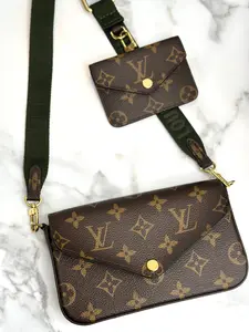Pre-owned Louis Vuitton monogram canvas Felicie Strap & Go Kaki crossbody