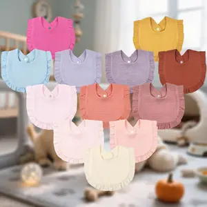 MUSBUY 12 Pack Baby Bibs Multicolor Plain Drooling Bibs for Boys Girls Soft Absorbent Burp Cloth for Feeding Versatile Practical