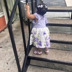 Cute Butterfly Print Dress for Baby Girls, Sweet Sleeveless Party Gown, Ideal for Outdoor Walks and Parties, Baby Girl Clothing