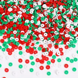 4200 count Christmas Clay Beads Vinyl Heishi Flat Round Polymer Spacer Beads for  Making Necklace Bracelet Earring Accessories(White, Red, Green)