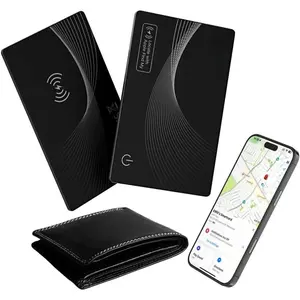 F-PDT05  2025[Apple MFi Certified] Air Smart Tags Wallet Tracker Card Work with Apple Find My (iOS Only), Rechargeable Tag GPS Tracker Item Locator Thin Finder for Wallet, Keys, Luggage, Bags (Black 1 Pack)