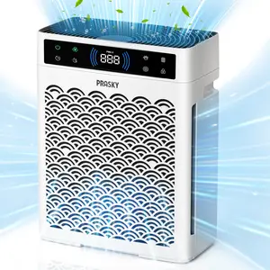 PRASKY  Air Purifier – 3-Stage True HEPA, PM2.5 Display, 2250ft² Coverage, 360° Double Filtration, Turbo Motor, Fragrance Sponge for Bedroom & Office – Filters Allergens, Smoke, Pet Dander, Odor,summerwins summerwins