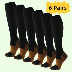Copper Compression Socks 6-Pair - Unisex Mid-Calf