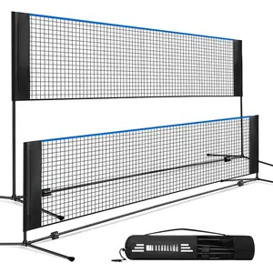 Badminton Net, Height Adjustable Kids Volleyball Net, Foldable Nylon Net 10 ft/14ft/17ft Wide, Tennis Net, Small Pickleball Net for Backyard Game and Indoor Outdoor Use, Easy Setup