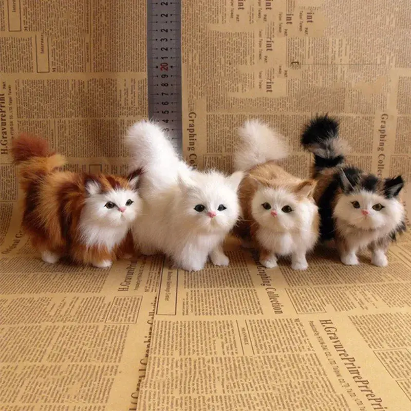 Cute and realistic cat plush toy, soft stuffed kitten model, lifelike simulated cat animal, suitable as a birthday or Valentine's Day gift for children and girls.