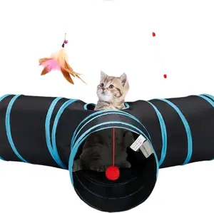 Tempcore Pet Cat Tunnel Tube Toys 3 Way Collapsible for Indoor Cats