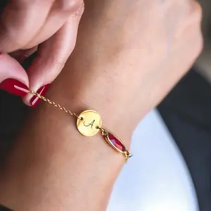 Birthstone Initial Bracelet — Personalized Friendship & Sisterhood Gift