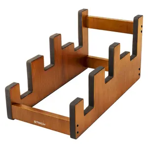 STRICH Wooden Guitar Stand for Multiple Guitars, 3-Holder, Front Display Space-Saving Floor Guitar Rack for Home, Studio, Stage, Mahogany Color, GS-2M (For 2 Electric+1 Acoustic)