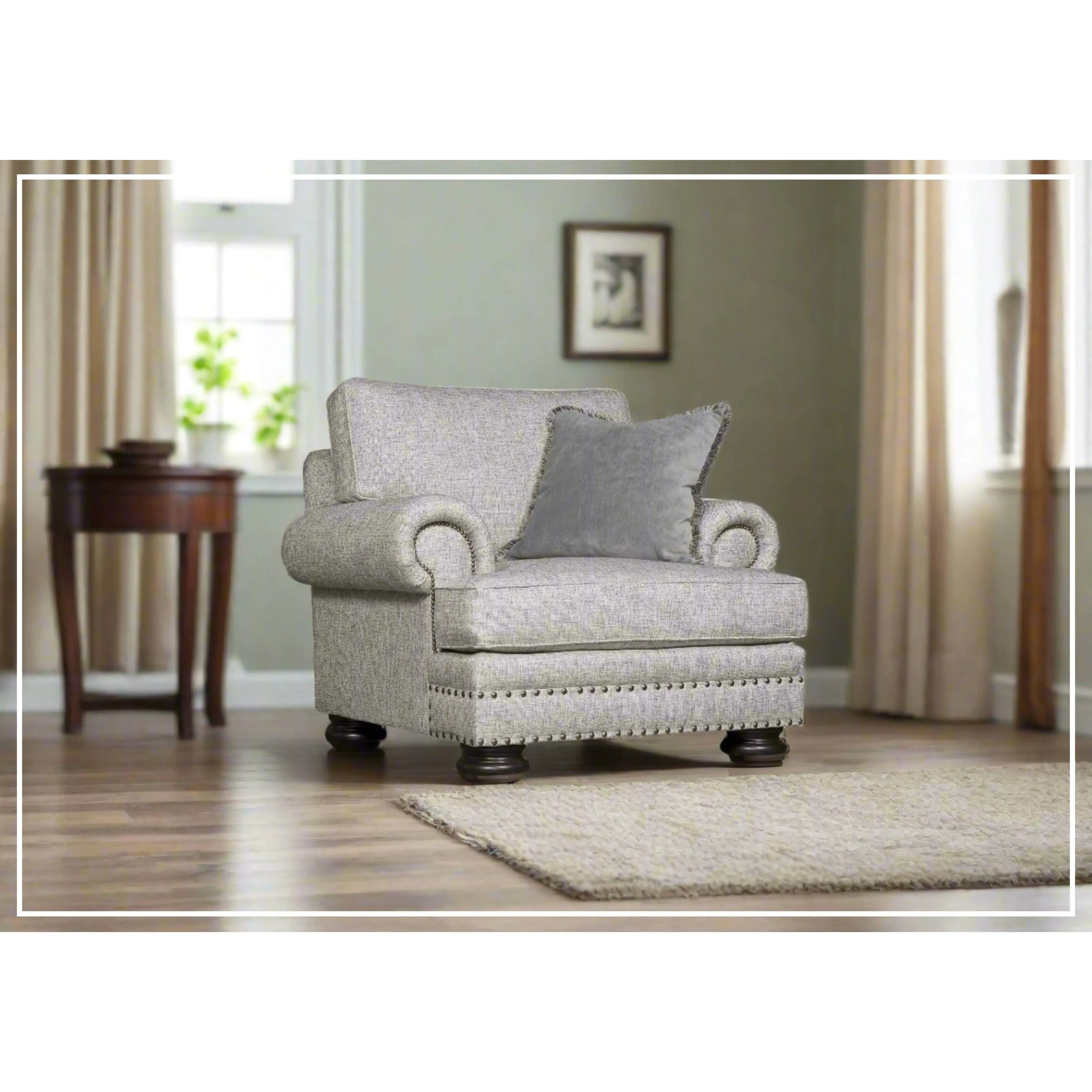 Bernhardt Foster Fabric Chair with Rolled Arms
