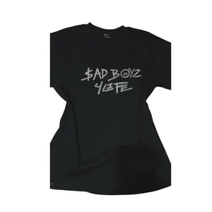 Sad Boyz T-shirt with Rhinestones on Both Sides and Glitter Text Sad Boyz 4Life Design