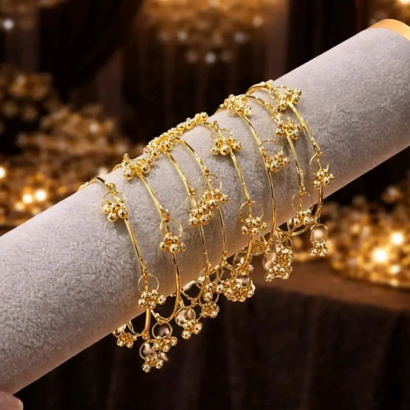 Kashmiri Style Ghungroo Bangles - 8 PCS with Beautiful Gold/Silver
