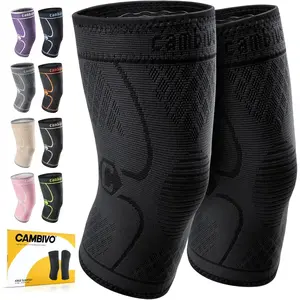 2 Pack Knee Braces for Knee Pain, Knee Compression Sleeve for Men and n, Knee Support for Meniscus Tear, Running, Weightlifting, Workout, ACL, Arthritis, Joint Pain Relief (Black,Medium)