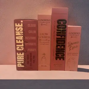 4pc Confidence Cosmetics Skincare set: Daily facial cleanser, Rosewater, Serum & Moisturizer for all skin types