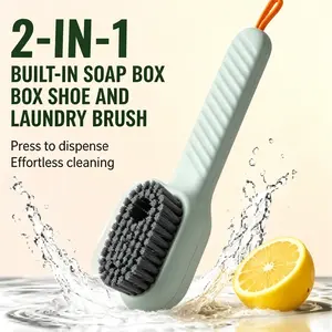 2PCS 2-in-1 Liquid Storage Sneaker Cleaning Brush, All-Purpose Scrub Tool for Clothes & Shoes, Household Daily Cleaning Brush