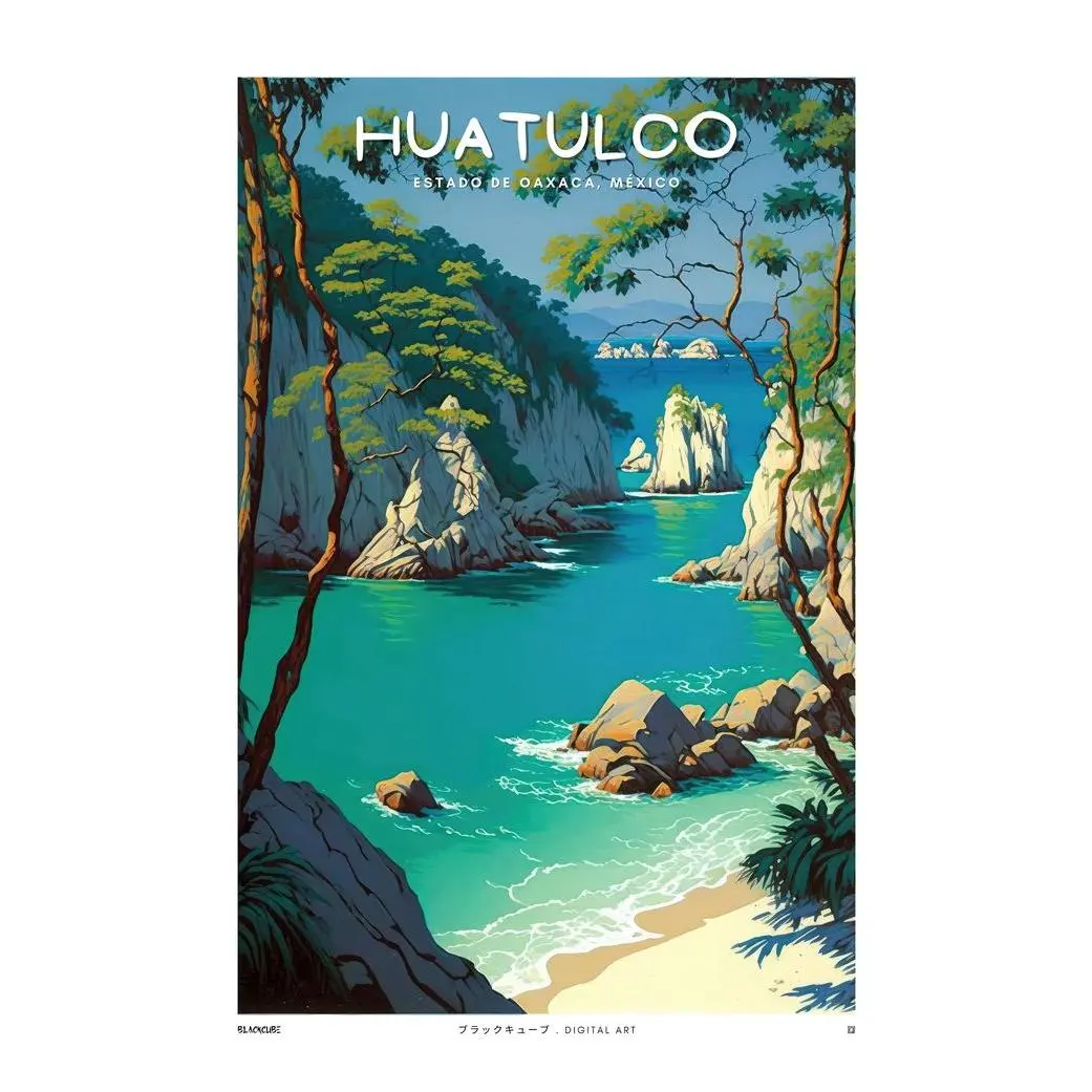 Huatulco, Oaxaca Poster - Mexico Travel Art - Instant Download - Digital Print of Oaxaca State - Beach Wall Art for Home and Office Decoration
