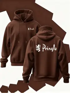 Men's Pringle Hoodie Letter Print, Soft Elastic Knit Fabric, Casual Daily Wear, Casual Street Fashion, All Seasons, Fun Style, Essential for Youngsters, Sweatshirts