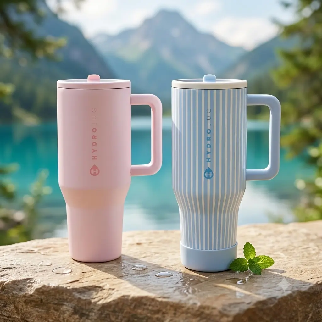 Hydrojug Traveler Cape Cod & Pink Sand 40oz Leak Resistant Tumbler Insulated Stainless Steel Water Bottle with Handle & Flip Straw Reusable for Women Men 24 Hour Temperature Control