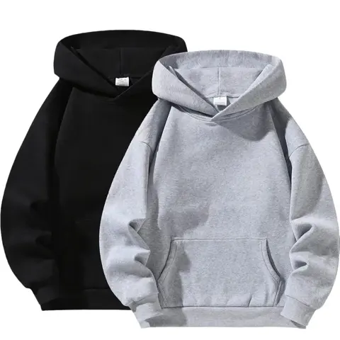 Men's Loose Fit Long Sleeve Hooded Pullover Hoodie French Terry Fleece Fabric, Soft, Breathable, Durable, Minimalist Solid Color, Pockets, Machine Washable, Preppy Streetwear, Outdoor Everyday Tops for Students