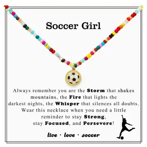 I Love Soccer Heart and Cross Soccer Ball Pendant Enamel-Coated Lightweight Durable Necklace  Soccer gril perfect gift