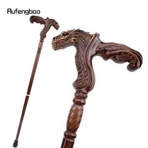 Dinosaur Brown Wooden Fashion Walking Stick Decorative Vampire Cospaly Party Wood Walking Cane Halloween Mace Wand Crosier Party Accessories 93cm