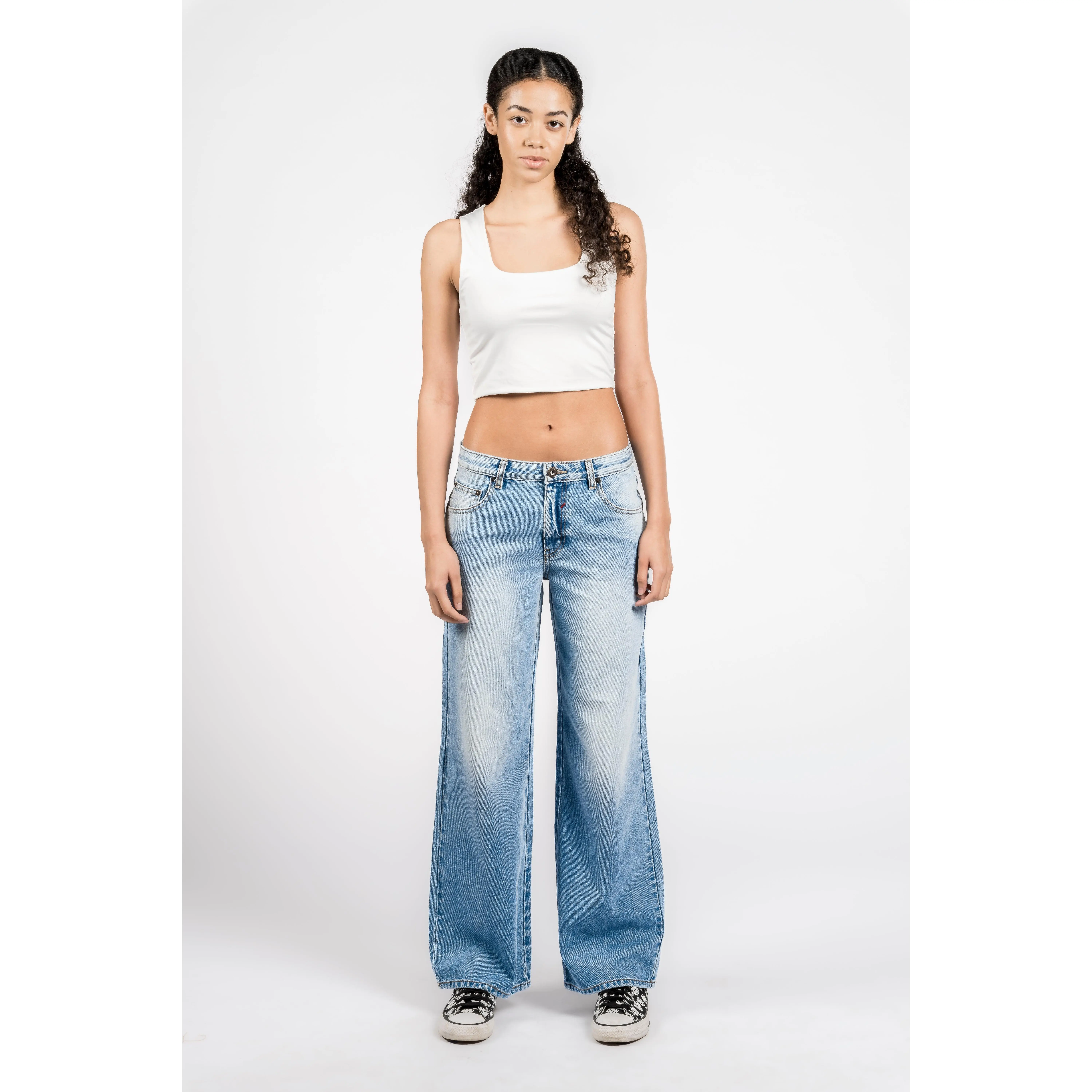 Navari Women's Vintage Light Wash Distressed Cotton Baggy Fit Denim Jeans - 5 Pockets & Zip Fly Closure for All Seasons Streetwear Bottoms