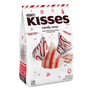 HERSHEY'S KISSES Candy Cane Flavored, Christmas Candy Bulk Bag, 34.88 oz Bonbon Snack