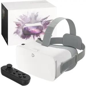 V5 VR Headset for  & Phone w/Controller & 100+ Apps, Anti-Blue Light  Lenses, 110? FOV, Compatible with  & Android, Ideal for Family Entertainment & Gifting - White