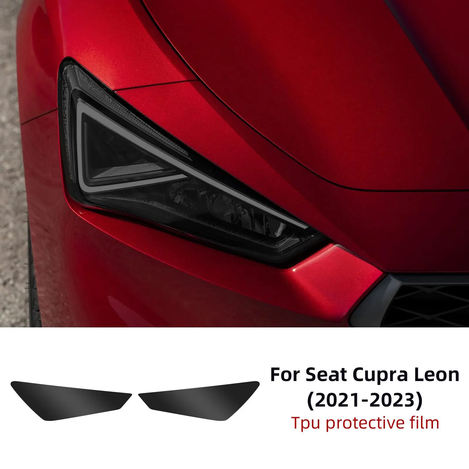 TPU Headlight Film For Seat Cupra Leon 2021 2022 2023 Anti-scratch Protective Transparent PPF Lemon Yellow/Smoked black