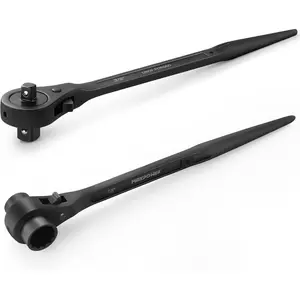 2PCS Spud Ratchet Set, Dual Scaffold Wrench 7/8" x 3/4", Dual Head Scaffold Ratchet 3/8" x 1/2"