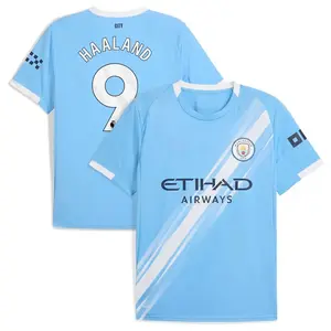 Unisex Soccer Manchester City Team Erling Haaland Champions Language 2025/26 Away Replica Player Jersey - Black