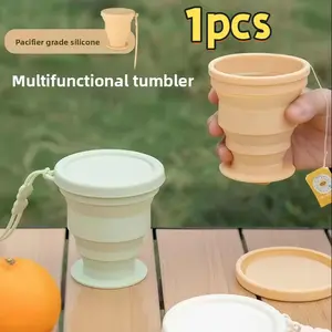 Folding Cup, 1 Count BPA Free Food Grade WaterCup, Travel Silicone Retractable Cup, PortableOutdoor Coffee Cup