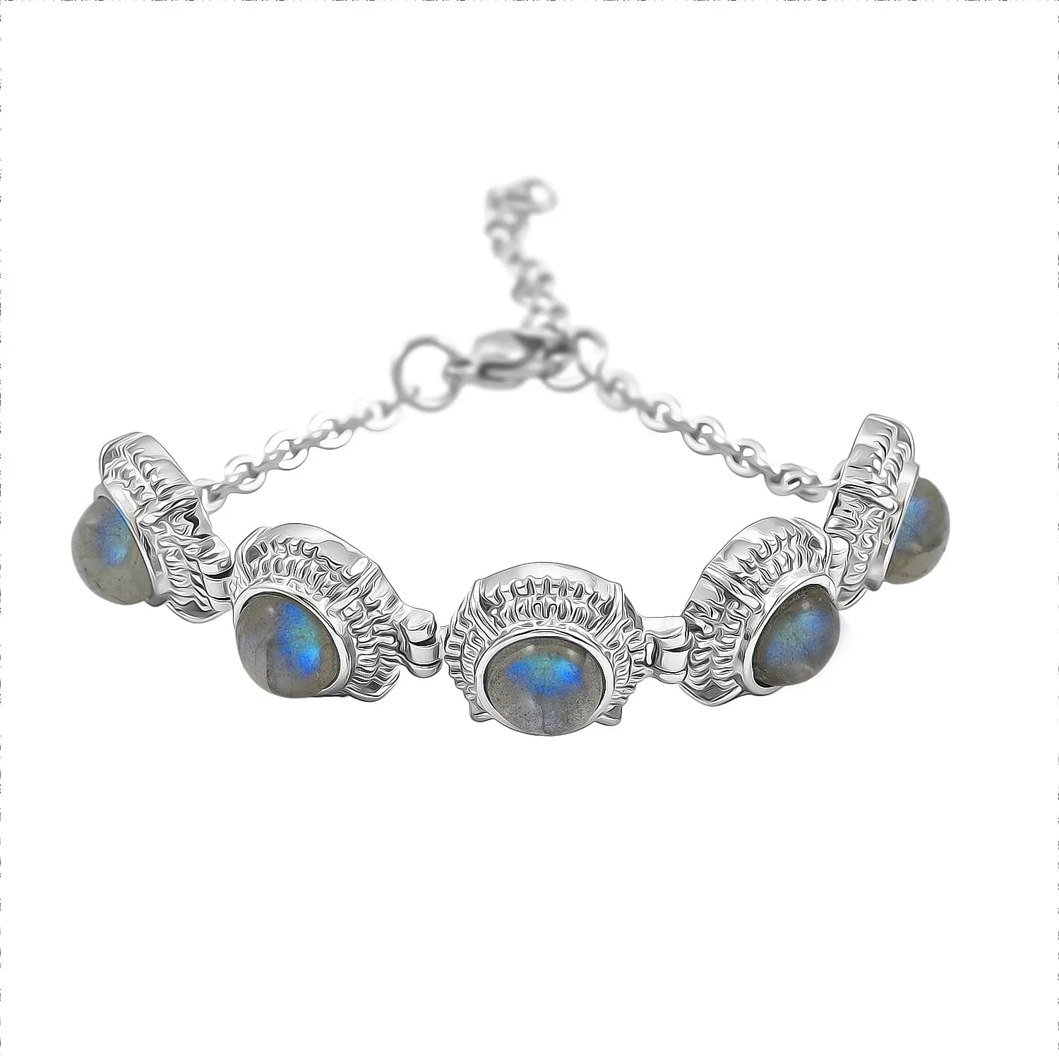 EverTrue Malagasy Labradorite Bracelet in Stainless Steel (6.50 In) 11.10 ctw