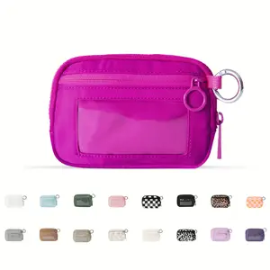 Women's Fashion Nylon Wallet with ID Card Window, Casual Style, Zipper Closure  Pouch