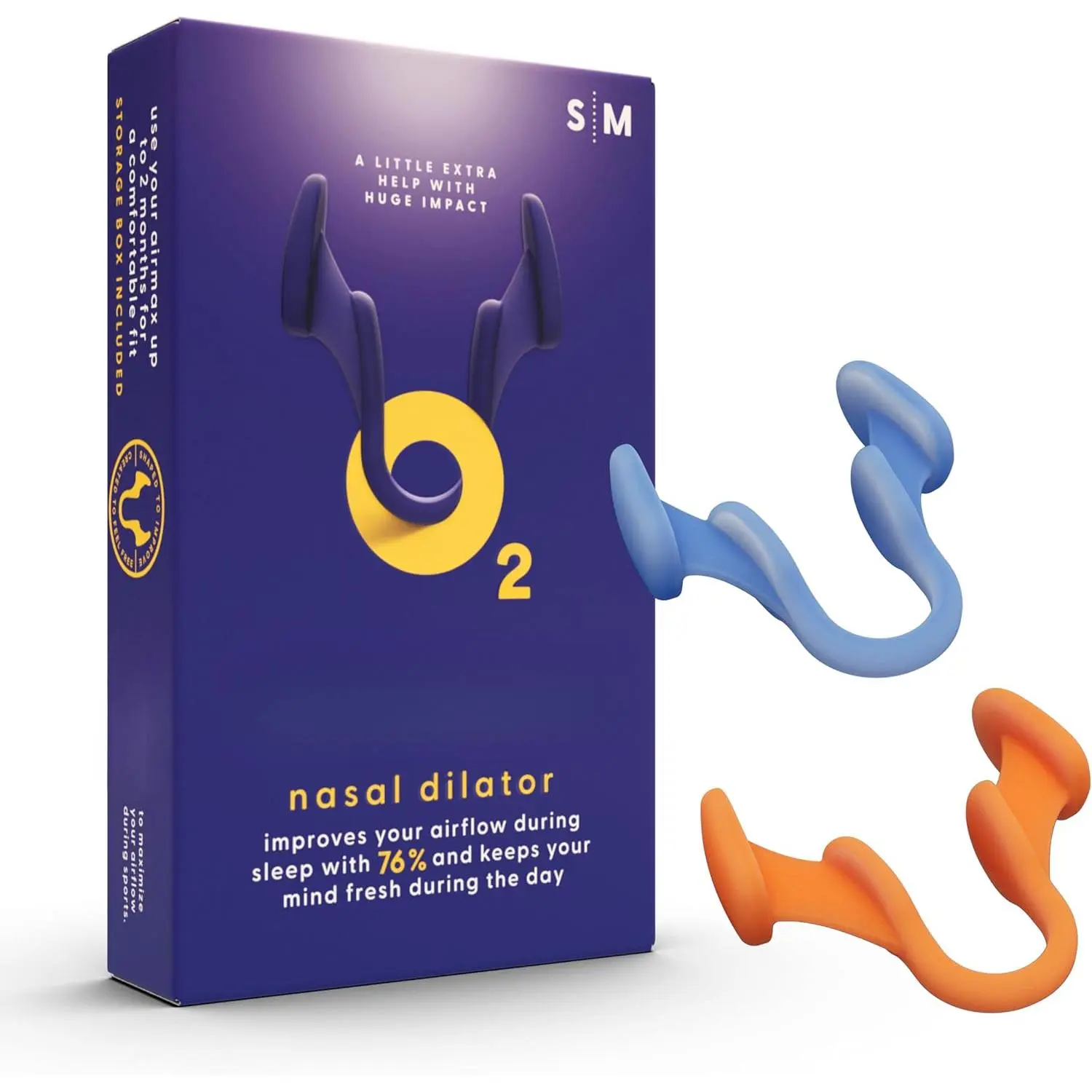 Unscented Nasal Dilators Trial Pack - Reusable Anti-Snoring Breathing Aid to Improve Airflow, Unisex 2-Size Set (Small & Medium), Storage, Daily, Pouch, Two Months