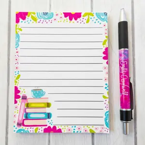 Floral Book Stack Notepad 4.25" x 5.5"
