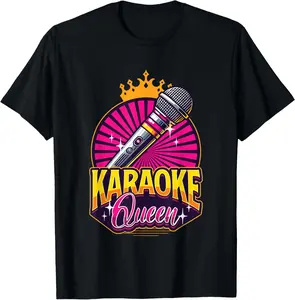 100% Cotton Karaoke Queen Karaoke Singer Microphone Karaoke T-Shirt