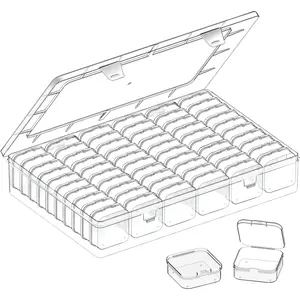 Bead Organizer Box 61pcs Clear Plastic Storage Containers Set, Large Capacity Small Bead Organizers and Storage Cases with Labels for Jewelry, Crafts, Diamonds Storage