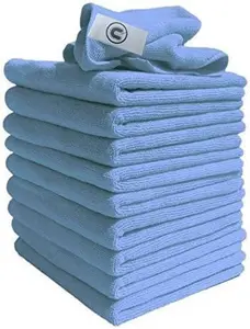 Microfibre Cleaning Cloth, Blue, Pack of 10, Large Size: 40x40cm. Super Soft Premium Streak Free Washable Cloth Duster for Kitchen, Bathrooms, Surfaces, Mirrors, Car, Motorbike Microfiber Absorbent Towels