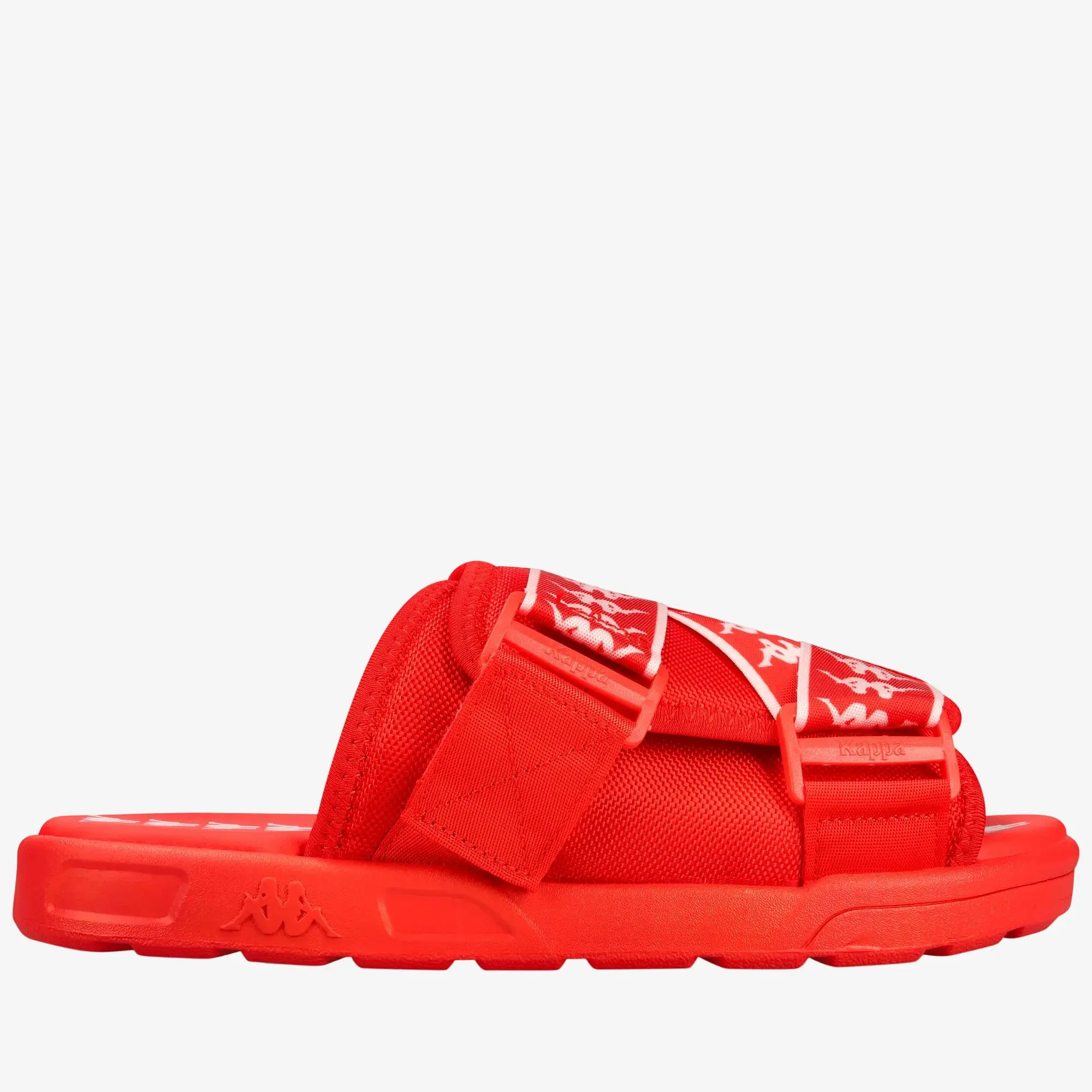 Men's 222 Banda Mitel Slip Sandals - Single Strap, Multi-Print (Red Flame, Coral, White), Synthetic PVC Material